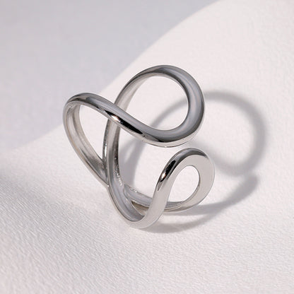 Geometric Asymmetric Minimalistic Personalized Advanced Sense Gold-plated Open Ring