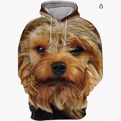 Men's Thermal Transfer 3D Dog Hoodie Coat