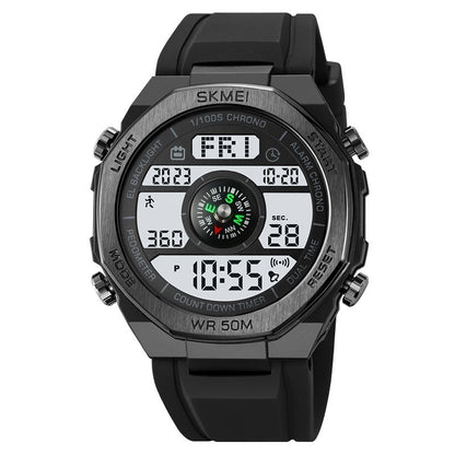 Electronic Watch Men's Compass Student Outdoor Sports Trend Luminous Alarm Clock