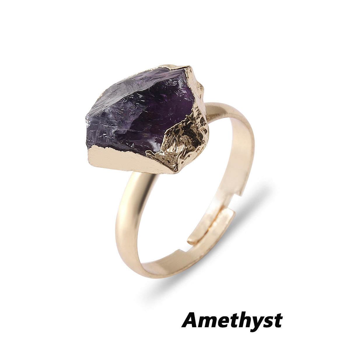 Natural Crystal Ring Rough Stone Gold-plated Open