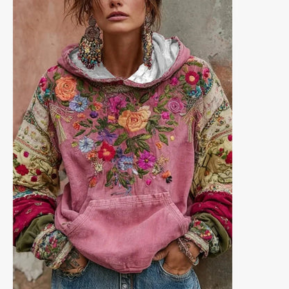 Even Shirt Trendy Japanese Ethnic Style Cherry Blossom Print Loose Autumn And Winter