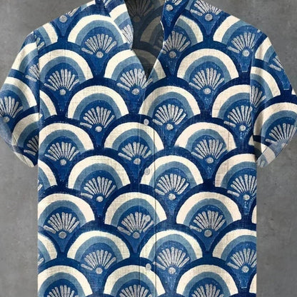 Stand Collar Fashion Trend Casual Cool All-match Short-sleeved Shirt Men