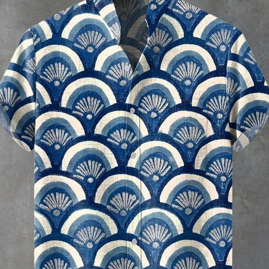 Stand Collar Fashion Trend Casual Cool All-match Short-sleeved Shirt Men