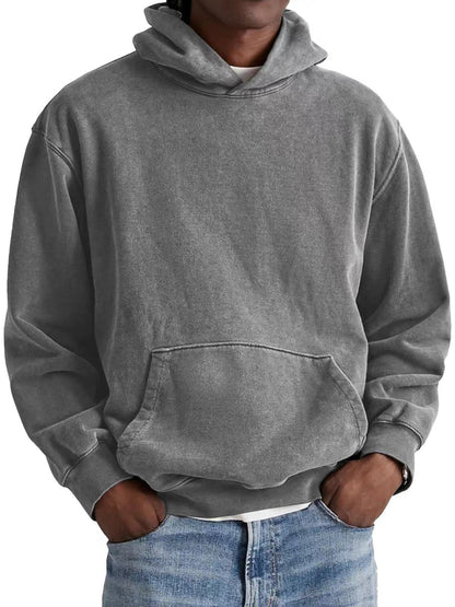 Men's Round Neck American Retro Casual Hooded Sweatshirt