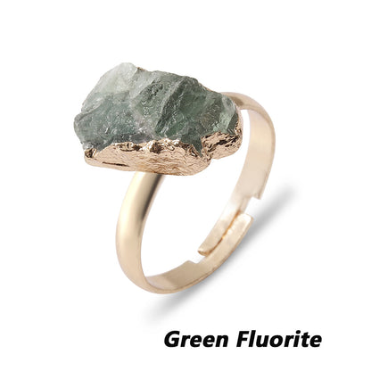 Natural Crystal Ring Rough Stone Gold-plated Open